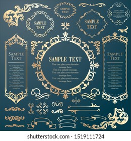 Vintage vector Set. Floral elements for design of monograms, invitations, frames, menus, labels and websites. Graphic elements for design of catalogs and brochures of cafes, boutiques