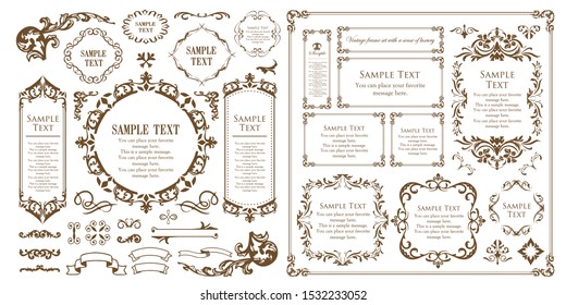 Vintage vector Set. Floral elements for design of monograms, invitations, frames, menus, labels and websites. Graphic elements for design of catalogs and brochures of cafes, boutiques
