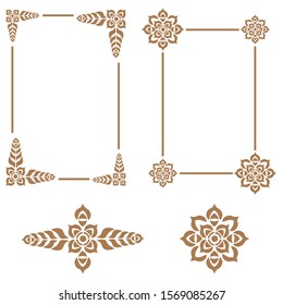 Vintage vector Set. Floral elements for design of monograms, invitations, frames, menus, labels and websites. Graphic elements for design of catalogs and brochures of cafes, boutiques