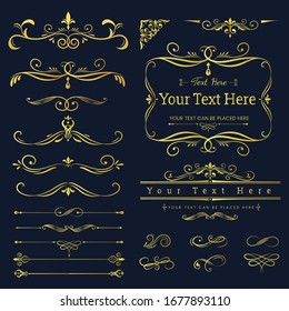 Vintage vector Set. Floral elements for design of monograms, invitations, frames, menus, labels and Graphic elements for design.