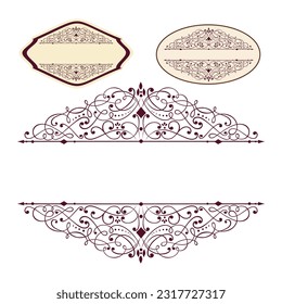 vintage vector Set. Floral elements for the design of monograms, invitations, frames, menus, labels and websites. Cafe, boutique catalogs
