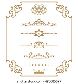 Vintage vector Set. Floral elements for design of monograms, invitations, frames, menus, labels and websites. Graphic elements for design of catalogs and brochures of cafes, boutiques.