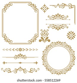Vintage vector Set. Floral elements for design of monograms, invitations, frames, menus, labels and websites. Graphic elements for design of catalogs and brochures of cafes, boutiques - Shutterstock ID 558512269