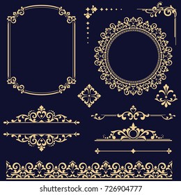 Vintage vector Set. Floral elements for design of monograms, invitations, frames, menus, labels and websites. Graphic elements for design of catalogs and brochures of cafes, boutiques.