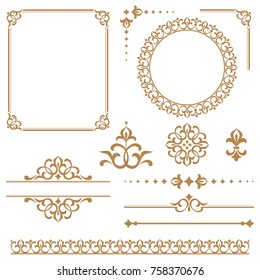 Vintage vector Set. Floral elements for design monograms, invitations, frames, menus and labels. Graphic design of the website, cafes, boutiques, hotels, wedding invitations