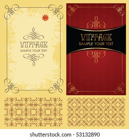Vintage vector set: framework, pattern and background
