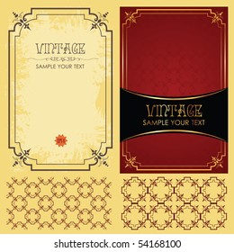 Vintage vector set: framework, pattern and background
