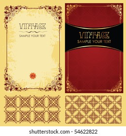 Vintage vector set: framework, pattern and background