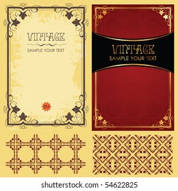 Vintage vector set: framework, pattern and background