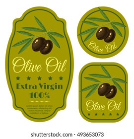 Vintage vector set green labels for olive oil