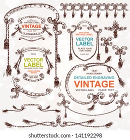 Vintage vector set: hand drawn design elements and frames