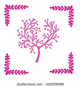 vintage vector set of hand drawn tree branches with leaves and flowers. Spring time, blossom, floral, cute.