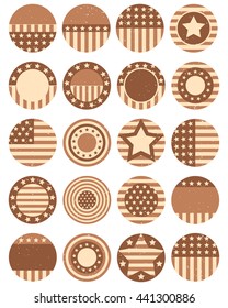 Vintage vector set icons with symbols of the USA for 4th july american independence day