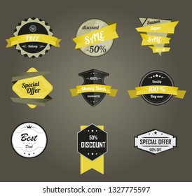 Vintage vector set of labels banners tags stickers badges design elements./Vintage Vector Set of Label Banner Tag Sticker Badge