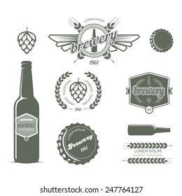 Vintage vector set of labels of beer and design elements