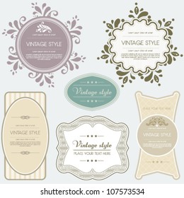 Vintage vector set labels. Perfect as invitation or announcement. Jpeg version also available in gallery.