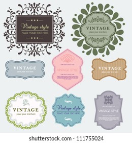 Vintage vector set labels. Perfect as invitation or announcement.