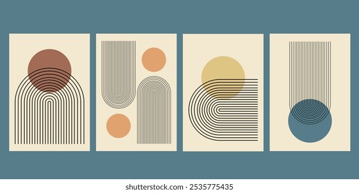 vintage vector set minimalist abstract poster design 