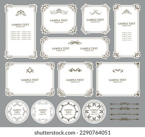 Vintage vector Set. Ornamental label frames. Isolated vector border set - Shutterstock ID 2290764051
