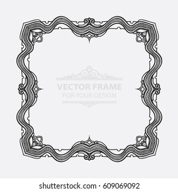 Vintage vector set retro frame, cards. Floral royal engraving design labels advertising place for text. Flourishes Line calligraphic background.
