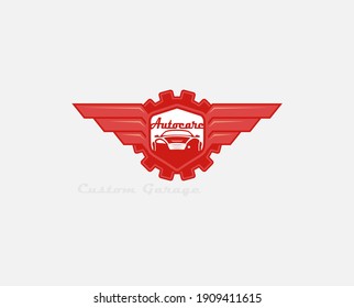 vintage vector shield with cars inside. Automotive logo design concept illustration