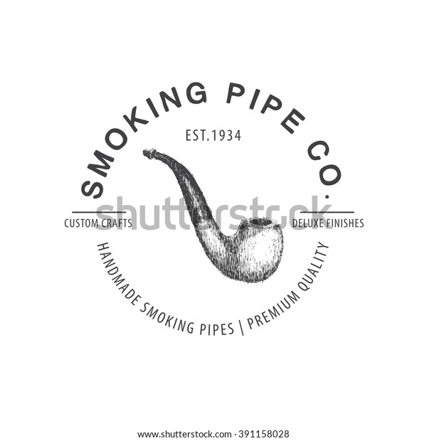 Vintage Vector Smoking Pipe Logo Label Stock Vector (Royalty Free