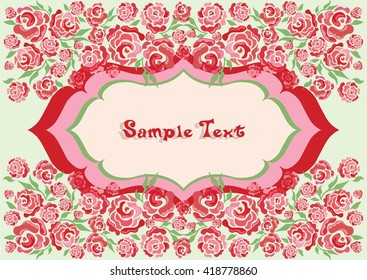 Vintage Vector Spring roses flowers . Spring Vintage floral card