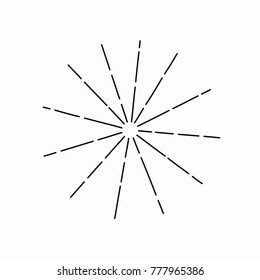 Vintage vector sunburst. Abstract sun rays. Black hand drawn illustration on white background