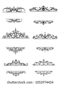 Vintage vector swirl frame set
