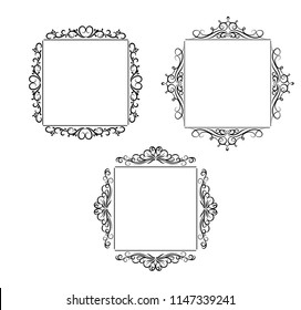 Vintage vector swirl frame set