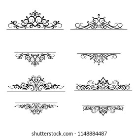 Vintage vector swirl frame set