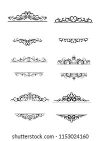 Vintage vector swirl frame set on white