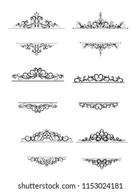 Vintage vector swirl frame set on white