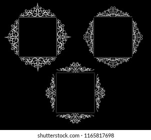 Vintage vector swirl frame set