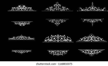 Vintage vector swirl frame set
