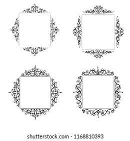 Vintage vector swirl frame set