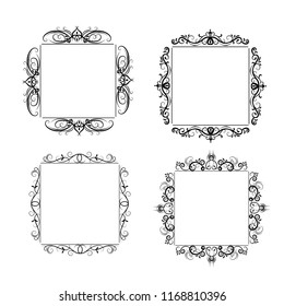 Vintage vector swirl frame set