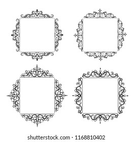 Vintage vector swirl frame set