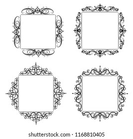 Vintage vector swirl frame set