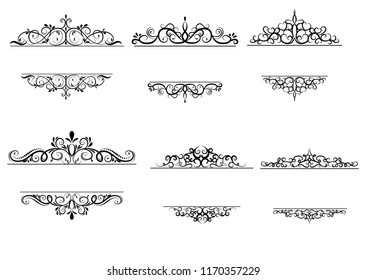 Vintage vector swirl frame set