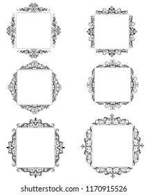 Vintage vector swirl frame set