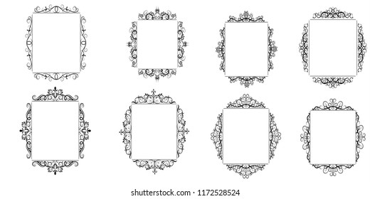 Vintage vector swirl frame set