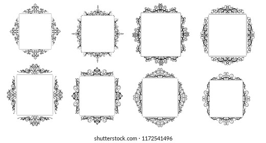 Vintage vector swirl frame set