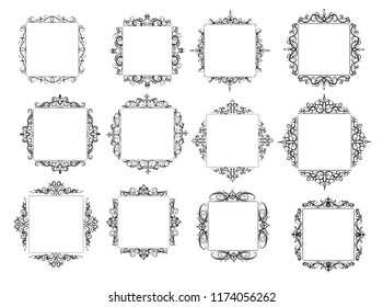 Vintage vector swirl frame set