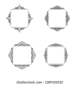 Vintage vector swirl frame set