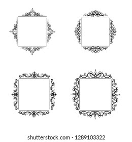 Vintage vector swirl frame set