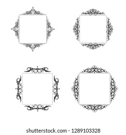 Vintage vector swirl frame set