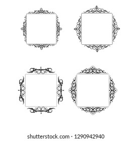 Vintage vector swirl frame set