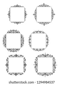 Vintage vector swirl frame set