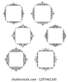 Vintage vector swirl frame set